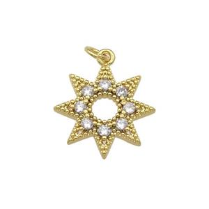 copper star pendant paved zircon, gold plated, approx 15mm