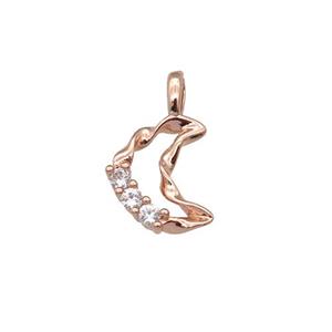 copper Moon pendant paved zircon, rose gold, approx 9-11mm