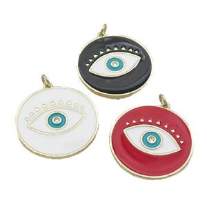 copper coin Eye pendant with enamel, gold plated, mixed, approx 27mm dia