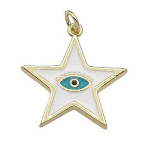 copper star Eye pendant with withe enamel, gold plated, approx 20mm