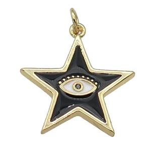 copper star Eye pendant with black enamel, gold plated, approx 20mm