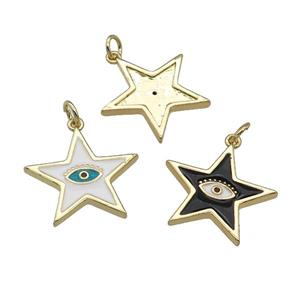 copper star Eye pendant with enamel, gold plated, mixed, approx 20mm