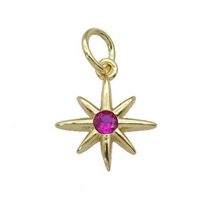 copper Northstar pendant paved zircon, gold plated, approx 12mm