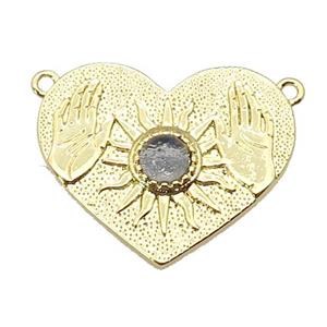 copper Heart pendant, sun hand, gold plated, approx 20-25mm