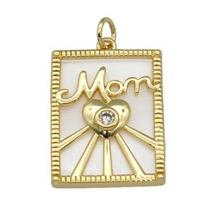 copper Frame pendant with MOM, shell, gold plated, approx 18-22mm