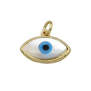 copper pendant with Pearlized Shell Evil Eye, gold plated, approx 9-15mm