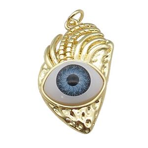 copper blue Eye pendant, gold plated, approx 17-28mm