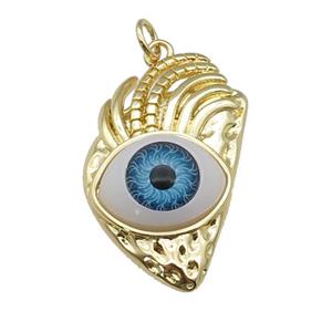 copper blue Eye pendant, gold plated, approx 17-28mm