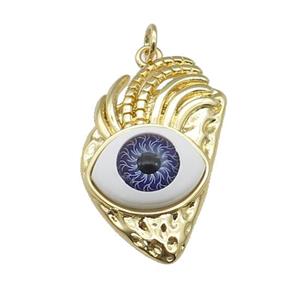 copper purple Eye pendant, gold plated, approx 17-28mm