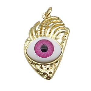 copper hotpink Eye pendant, gold plated, approx 17-28mm