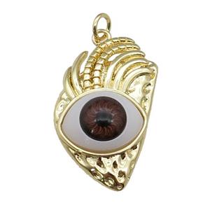 copper red Eye pendant, gold plated, approx 17-28mm