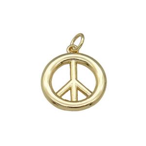 copper Peace Sign pendant, gold plated, approx 16mm dia