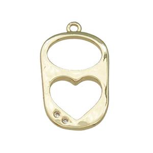 soda cap pop copper pendant Charm paved zircon, gold plated, approx 12.5-20mm