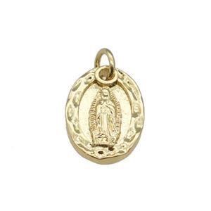 copper Virgin Mary pendant, gold plated, approx 11-15mm