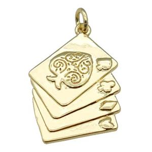 copper Playing Card pendant, gold plated, approx 17-25mm