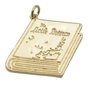 copper Book charm pendant, gold plated, approx 20-33mm