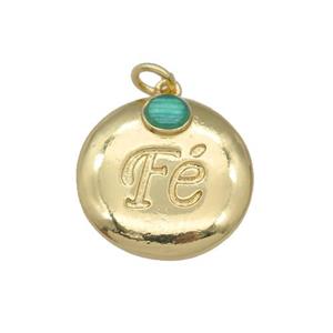 copper Coin pendant, gold plated, approx 18mm dia