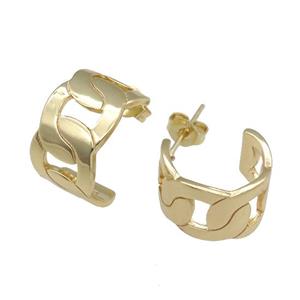copper Stud Earring, gold plated, approx 10mm, 16mm