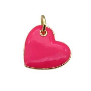 copper Heart pendant with red enamel, gold plated, approx 16mm