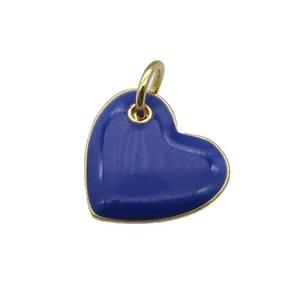 copper Heart pendant with navyblue enamel, gold plated, approx 16mm