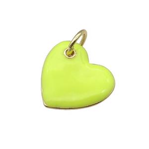 copper Heart pendant with yellow enamel, gold plated, approx 16mm