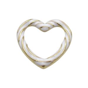 copper Heart pendant with white enamel, gold plated, approx 19mm