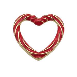 copper Heart pendant with red enamel, gold plated, approx 19mm