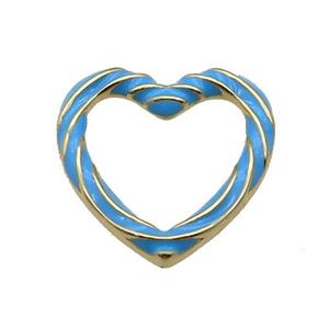 copper Heart pendant with blue enamel, gold plated, approx 19mm