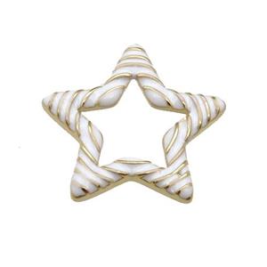 copper Star pendant with white enamel, gold plated, approx 21mm