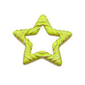 copper Star pendant with yellow enamel, gold plated, approx 21mm