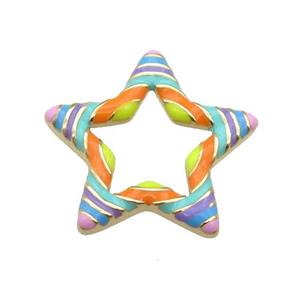 copper Star pendant with rainbow enamel, gold plated, approx 21mm