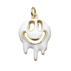 Halloween Ghost charm, copper pendant with white enamel, gold plated, approx 14-20mm