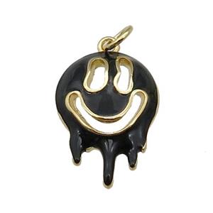 Halloween Ghost charm, copper pendant with black enamel, gold plated, approx 14-20mm