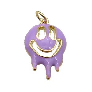 Halloween Ghost charm, copper pendant with lavender enamel, gold plated, approx 14-20mm