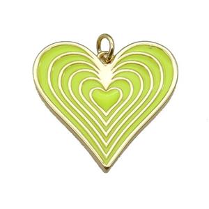 copper Heart pendant with yellow enamel, gold plated, approx 25mm