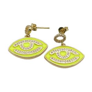 copper Stud Earring with pink enamel Eye, gold plated, approx 15-23mm
