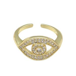 copper Ring paved zircon, Eye, gold plated, approx 12mm, 18mm dia