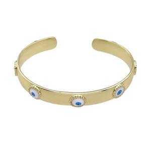 copper Bangles with enamel Evil Eye, gold plated, approx 9mm, 50-63mm