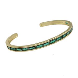 copper Bangles paved green zircon, gold plated, approx 5mm, 50-63mm