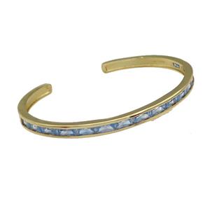 copper Bangles paved lt.blue zircon, gold plated, approx 5mm, 50-63mm
