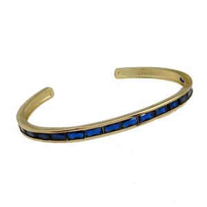 copper Bangles paved darkblue zircon, gold plated, approx 5mm, 50-63mm