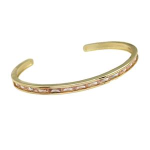 copper Bangles paved champagne zircon, gold plated, approx 5mm, 50-63mm