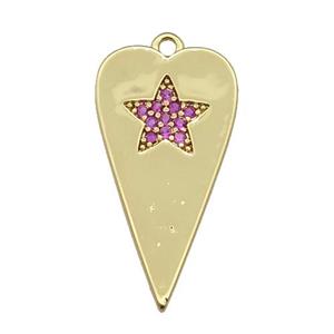 copper heart pendant paved hotpink zircon, gold plated, approx 12-23mm
