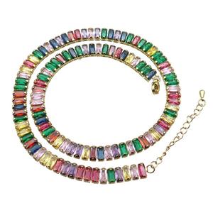 copper Bracelet paved zircon, multicolor, gold plated, approx 7mm, 38-43cm length
