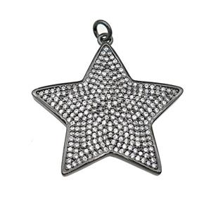 copper Star pendant paved zircon, black plated, approx 30mm