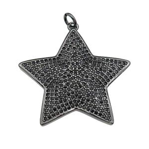 copper Star pendant paved zircon, black plated, approx 30mm