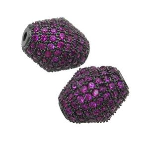 copper bicone Beads paved hotpink zircon, black plated, approx 12-14mm