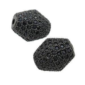 copper bicone Beads paved black zircon, black plated, approx 12-14mm