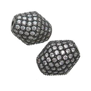 copper bicone Beads paved zircon, black plated, approx 12-14mm