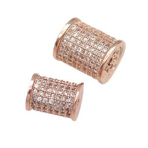 copper tube beads paved zircon, rose gold, approx 10-12mm